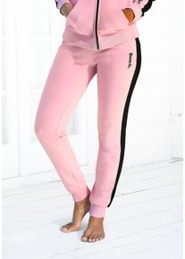 Damen Sweathose, BENCH. LOUNGEWEAR, Gr. 40, rosa, Jersey, Interlock, Obermaterial: 60% Baumwolle, 40% Polyester, unifarben mit Farbeinsatz, casual,