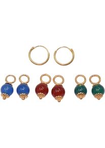 Firetti Damen Paar Creolen "Multipack Schmuck Geschenk Gold 585 Ohrschmuck Ohrringe", Gelbgold 585, bunt, Gelbgold 585, Ohrringe, Made in Germany -