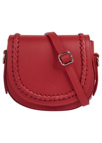 CLUTY Damen Umhängetasche, rot, Leder, unifarben, Taschen, echt Leder, Made in Italy
