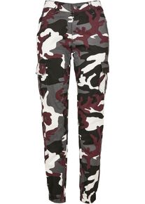 Urban Classics Damen Cargohose "Urban Classics Damen Ladies High Waist Camo Cargo Pants", bunt, Gr. 27, 98% Baumwolle, 2% Elasthan, Hosen