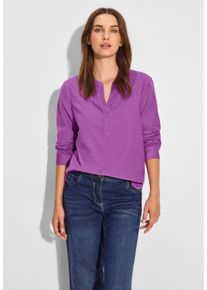 Cecil Damen Langarmbluse, lila, casual, Gr. XXL, unifarben, Web, 100% Baumwolle, Blusen, aus reiner Baumwolle