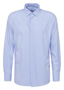 Bugatti Herren Langarmhemd, blau, casual, Gr. XXXL, unifarben, 88% Polyester, 12% Elasthan, Hemden, mit dezenten Streifen