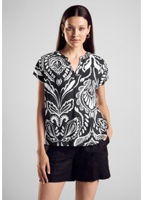 Street One Damen Shirtbluse, schwarz, casual, Gr. 36, bedruckt, Stoff, 100% Viskose, Blusen, aus softer Viskose
