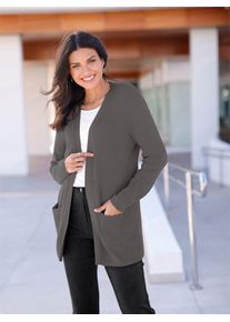 Classic Basics Damen Strickjacke, grau, Gr. 42, unifarben, 80% Viskose, 20% Polyamid, Strickjacken