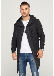 behype Herren Strickjacke "ELIJA", grau, casual, Gr. S, unifarben, 100% Polyacryl, Strickjacken, mit gemütlicher Kapuze
