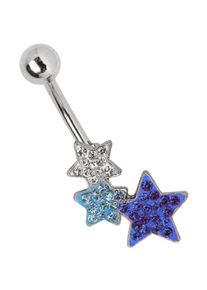 Adelia´s ADELIA ́S Damen Bauchnabelpiercing "Piercing Piercing Bauchnabelpiercing", bunt, modisch, Titan, Piercings, Titan Banane 3 Strass Sterne klar