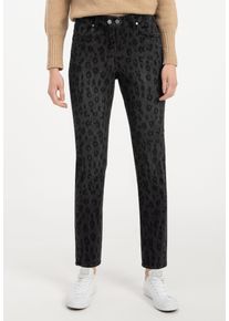 Recover Pants Damen 5-Pocket-Jeans "Anabel", grau, casual, Gr. 34, animal-print, 86% Baumwolle;12% Polyester;2% Elasthan, Jeans, mit ausgefallenem