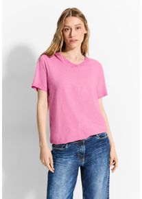 Cecil Damen T-Shirt, pink, casual, Gr. XL, unifarben, Web, 100% Baumwolle, Shirts, aus Jersey in Unifarbe
