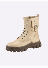 Andrea Conti Damen Schnürstiefelette, Gr. 38, beige, Leder, Glattleder, modisch, Schuhe