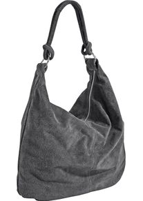 Heine Damen Beuteltasche, grau, Leder, unifarben, Taschen