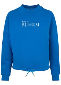 Merchcode Damen Sweater "Merchcode Damen Ladies Time to bloom - Oversize Crewneck", blau, Gr. M, bedruckt, 65% Baumwolle, 35% Polyester, Sweatshirts