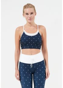 ENDURANCE ATHLECIA ATHLECIA Damen Sport-BH "Sanra", Gr. M, blau, 77% Polyester, 23% Elasthan, mehrfarbig, bedruckt, BHs, mit nachhaltigem Recycling-Polyester