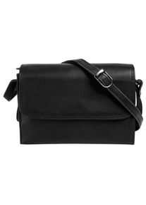 CLUTY Damen Umhängetasche, schwarz, Leder, unifarben, Taschen, echt Leder