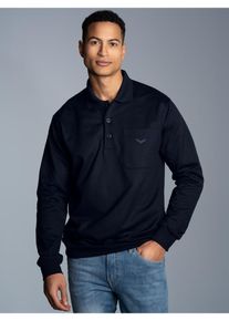 TRIGEMA Herren Sweatshirt "TRIGEMA Langarm Polo aus Sweat-Qualität", blau, Basic, Gr. XL, 70% Baumwolle, 30% Polyester, Sweatshirts