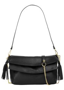 Samantha Look Damen Umhängetasche, schwarz, Leder, unifarben, leicht glänzend, Taschen, echt Leder, Made in Italy