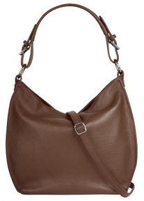Samantha Look Damen Shopper, braun, Leder, unifarben, leicht glänzend, Taschen, echt Leder, Made in Italy