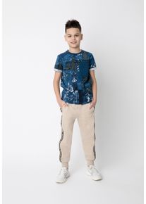 Gulliver Herren Sweathose "Casual Jogginghose", beige, casual, Gr. 164, bedruckt, gestreift, 100% Baumwolle, Hosen, mit bedruckten Seitenstreifen