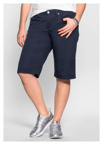 sheego Damen Bermudas "Große Größen", blau, casual, Gr. 58, unifarben, Obermaterial: 97% Baumwolle, 3% Elasthan, Hosen, Elastische Baumwollmischung