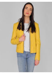 Maze Damen Lederjacke "Mico", gelb, Gr. S, Obermaterial: 100% Lammleder / Innenfutter: 100% Polyester / Kapuze: 55% Baumwolle, 45% Polyester, Jacken