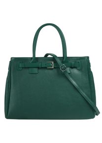 CLUTY Damen Henkeltasche, grün, Leder, unifarben, leicht glänzend, Taschen, echt Leder, Made in Italy