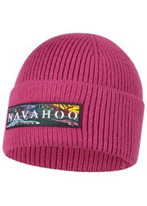 Navahoo Damen Strickmütze "Keksmagie 14", lila, Strick, Material: 50% Viskose, 30% Nylon, 20% Polyester, Mützen, Stylische Mütze mit großem Logodruck