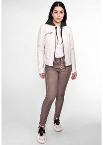 Maze Damen Lederjacke "Mico", weiß, Gr. XS, Obermaterial: 100% Lammleder / Innenfutter: 100% Polyester / Kapuze: 55% Baumwolle, 45% Polyester, Jacken