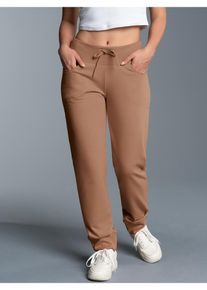 TRIGEMA Damen Sweathose "TRIGEMA Jogginghose in leichter Sweat-Qualität", braun, sportlich, Gr. XS, 50% Baumwolle, 50% Polyester, Hosen