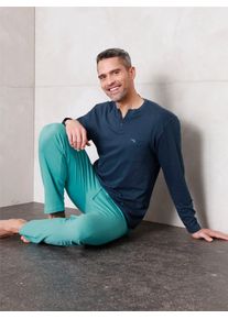 wäschepur WÄSCHEPUR Herren Pyjamaoberteil "Schlafanzug-Shirt", Gr. 44, blau, 100% Baumwolle, unifarben, Shirts