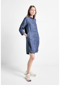 Cecil Damen Sommerkleid, blau, casual, Gr. S, unifarben, Stoff, 100% Lyocell, Kleider, mit Knopfleiste