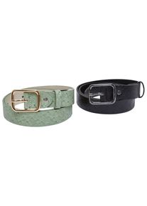 Urban Classics Damen Hüftgürtel "Urban Classics Unisex Ostrich Synthetic Leather Belt 2-Pack", schwarz, Gr. S, 100% Polyester, Gürtel