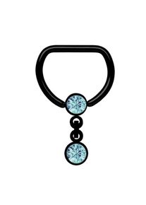Adelia´s ADELIA ́S Damen Brustwarzenpiercing "Piercing Brustpiercing", blau, modisch, Stahl, Piercings, Stahl D-Ring BCR PVD schwarz mit Kette