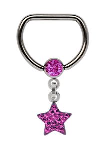 Adelia´s ADELIA ́S Damen Brustwarzenpiercing "Piercing Piercing Brustpiercing", pink, modisch, Titan, Piercings, Titan Brustpiercing D-Ring + 5 mm Klemm-Kugel