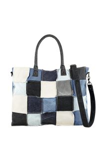 Damen Schultertasche "Patchwork Jeans", Collezione Alessandro, blau, Baumwolle, Taschen, aus 45 Jeanspatches genäht