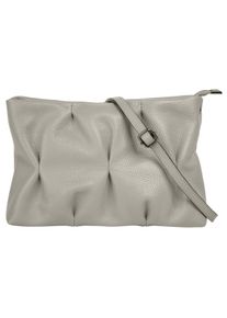 CLUTY Damen Umhängetasche, grau, Leder, unifarben, leicht glänzend, Taschen, echt Leder, Made in Italy