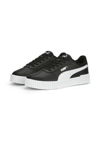 Puma Sneaker "Carina 2.0 Sneakers Damen", Gr. 37,5, schwarz-weiß, Obermaterial: Textil, Synthetik, Kuhleder; Futter: Textil; Innensohle: Textil;