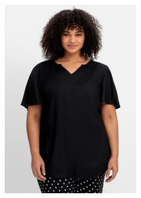 sheego Damen Tunika "Große Größen", schwarz, casual, Gr. 52, unifarben, Obermaterial: 100% Viskose (LENZING ECOVERO), Tuniken, mit weitem Ärmel, in