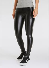 SARLINI Damen Leggings, Gr. LXL, schwarz, Obermaterial: 95% Polyester, 5% Elasthan, unifarben, modisch, Hosen, Leicht glänzend in Lederoptik