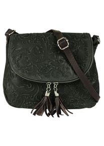 Samantha Look Damen Umhängetasche, grün, Leder, unifarben, leicht glänzend, Taschen, echt Leder, Made in Italy