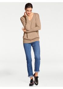 Heine Damen Strickpullover "V-Pullover", braun, Gr. 36, unifarben, 100% Kaschmir, Pullover