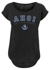 F4NT4STIC Damen T-Shirt "PLUS SIZE Ahoi Knut & Jan Hamburg", schwarz, casual, Gr. XL, Obermaterial: 100% Baumwolle, Shirts, Print
