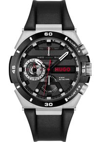 Hugo Herren Multifunktionsuhr "WILD", schwarz, Armbanduhren, Quarzuhr, Armbanduhr, Herrenuhr, Datum, Lederarmband