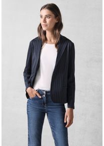 Cecil Damen Kurzblazer, blau, casual, Gr. XXL, gestreift, Stoff, Jersey, 68% Polyester, 20% Viskose, 8% Metallfasern, 4% Elasthan, Blazer, mit Knopf