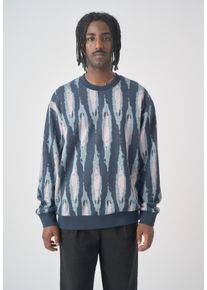 Cleptomanicx Herren Strickpullover "Boxy Crewneck Scratch Crew", blau, casual, Gr. XL, mehrfarbig, 100% Baumwolle, Pullover, mit lockerem Schnitt