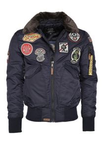 Top Gun Herren Bomberjacke "TG20213032", blau, Gr. L, Obermaterial: 100% Nylon / Innenfutter: 100% Polyester / Strick: 100% Polyester / Wattierung: