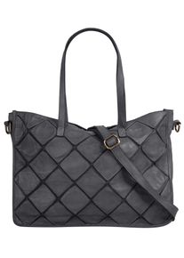 Samantha Look Damen Shopper, grau, Leder, Taschen, echt Leder, Made in Italy