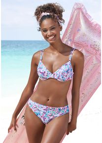 s.Oliver Damen Bikini-Hose "Scatter", lila, Gr. 38, floral, Recycling-Polyamid, Microfaser, Badehosen, florales Design, in Hornoptik, aus Microfaser,