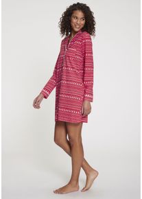 Lascana Damen Nachthemd, Gr. 36, rot, Single Jersey, Obermaterial: 100% Baumwolle, gemustert, Basic, Kleider, mit Allover-Print