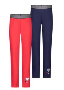 SALT & PEPPER SALT AND PEPPER Mädchen Leggings "Summer", bunt, casual, Gr. 116, unifarben, 95% Baumwolle, 5% Elasthan, Hosen, 2er-Pack mit Herz-Pailletten und
