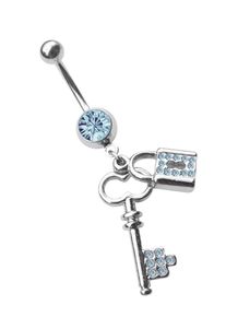 Adelia´s ADELIA ́S Damen Bauchnabelpiercing "Piercing Piercing Bauchnabelpiercing", blau, modisch, Chirurgiestahl, Piercings, 316l Stahl Banane - mit Schloss