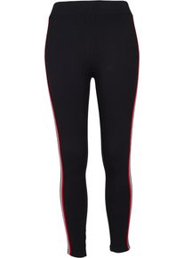 Urban Classics Damen Leggings "Urban Classics Damen Ladies 3-Tone Tape Leggings", schwarz, Gr. XS, gestreift, 95% Baumwolle, 5% Elasthan, Hosen